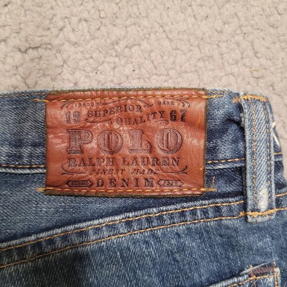 Polo Ralph Lauren Jeans 35x32 Blue Denim Slim Straight Zip Fly Stratford Wash - Picture 5 of 12